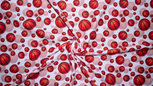 Basketball DBP Print #188 Double Brushed Polyester Spandex Apparel Stretch Fabric 190 GSM 58"-60" Wide By The Yard