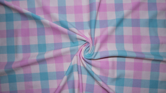 Spring Gingham DBP Print #194 Double Brushed Polyester Spandex Apparel Stretch Fabric 190 GSM 58"-60" Wide By The Yard