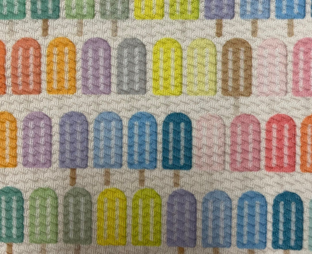 Popsicle Bullet Print #364 Ribbed Scuba Techno Double Knit 2-Way Stretch Poly Spandex Apparel Craft Fabric 58"-60" Wide BTY
