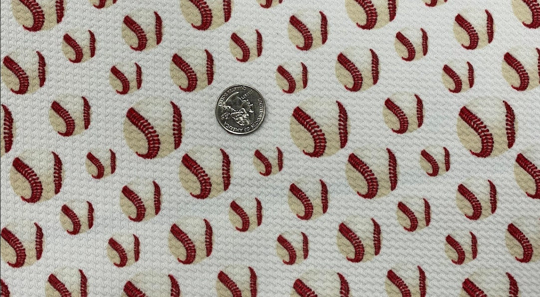 Baseball Bullet Print #374 Ribbed Scuba Techno Double Knit 2-Way Stretch Poly Spandex Apparel Craft Fabric 58"-60" Wide BTY