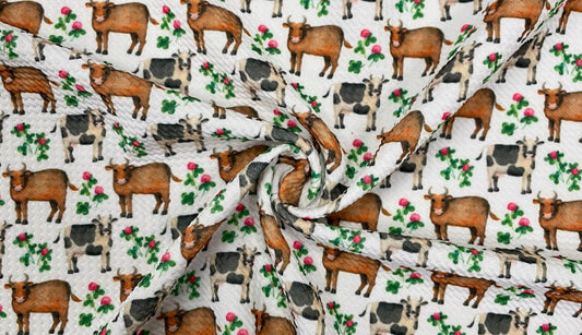 Cow + Bull Bullet Print #375 Ribbed Scuba Techno Double Knit 2-Way Stretch Poly Spandex Apparel Craft Fabric 58"-60" Wide BTY