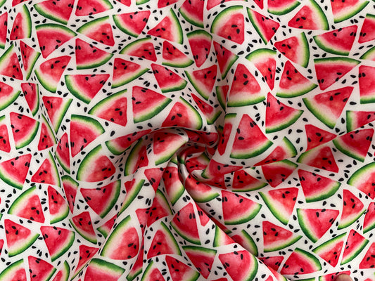 Watermelon Super Scuba Print #12 Techno Double Knit  2-Way Stretch Fabric Polyester Spandex Apparel Craft Fabric 58"-60" Wide By The Yard
