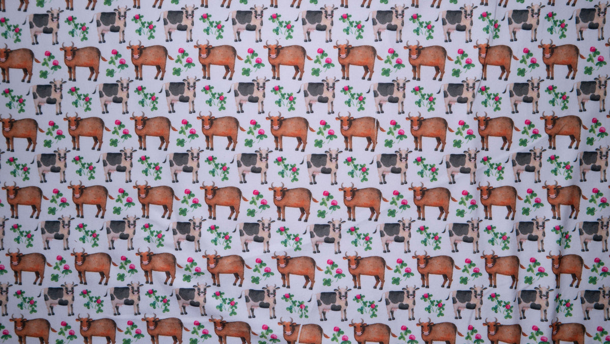 250 GSM DBP Cows DBP Print #190 Double Brushed Polyester Spandex Apparel Stretch Fabric 58"-60" Wide By The Yard