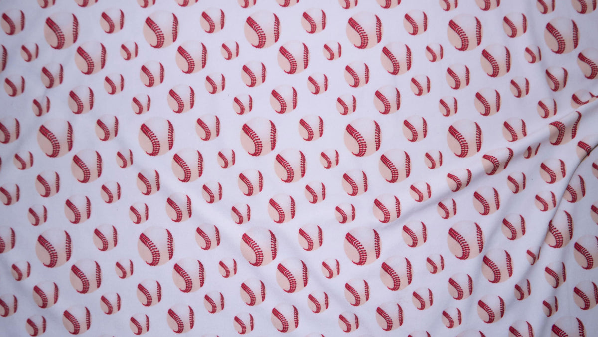 250 GSM DBP Baseball Print #202 Double Brushed Polyester Spandex Apparel Stretch Fabric 58"-60" Wide By The Yard