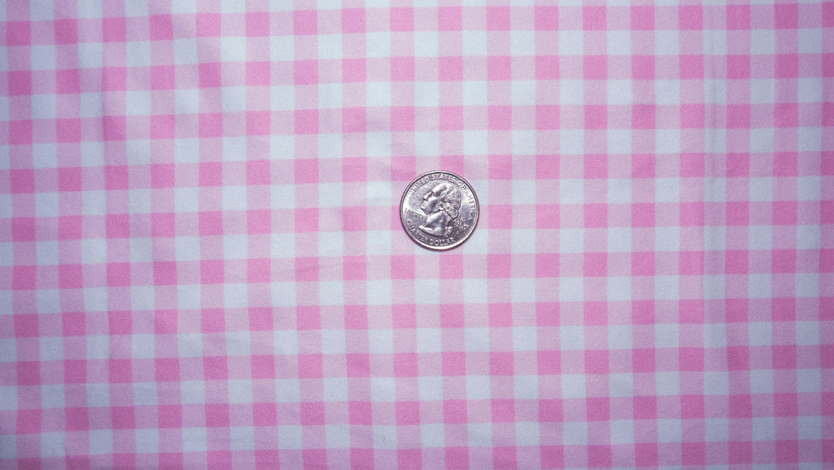 250 GSM DBP Pink Gingham DBP Print #208 Double Brushed Polyester Spandex Apparel Stretch Fabric 58"-60" Wide By The Yard