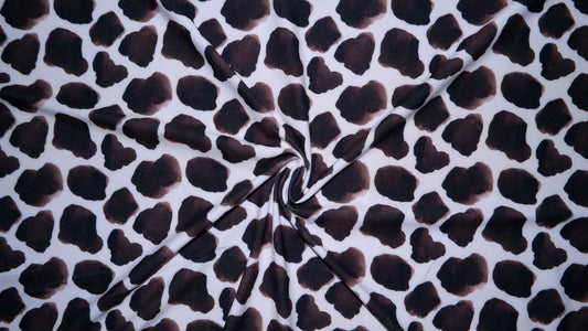Watercolor Cow Spot DBP Print #213 Double Brushed Polyester Spandex Apparel Stretch Fabric 190 GSM 58"-60" Wide By The Yard