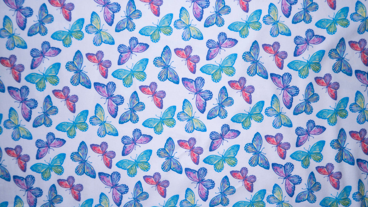 Butterfly DBP Print #220 Double Brushed Polyester Spandex Apparel Stretch Fabric 190 GSM 58"-60" Wide By The Yard