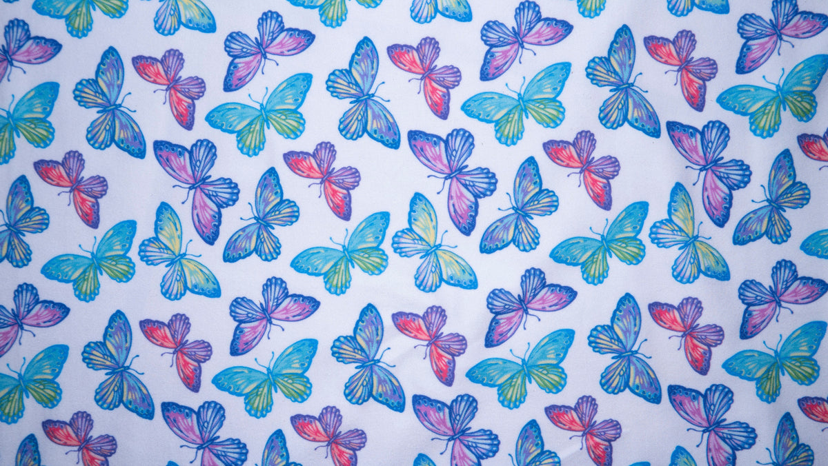Butterfly DBP Print #220 Double Brushed Polyester Spandex Apparel Stretch Fabric 190 GSM 58"-60" Wide By The Yard
