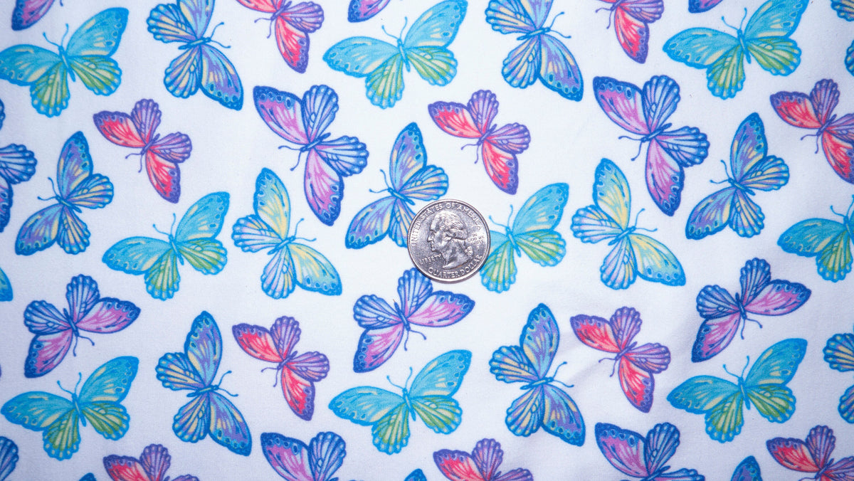 Butterfly DBP Print #220 Double Brushed Polyester Spandex Apparel Stretch Fabric 190 GSM 58"-60" Wide By The Yard