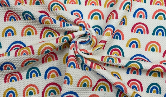 Rainbow Bullet Print #369 Ribbed Scuba Techno Double Knit 2-Way Stretch Poly Spandex Apparel Craft Fabric 58"-60" Wide BTY
