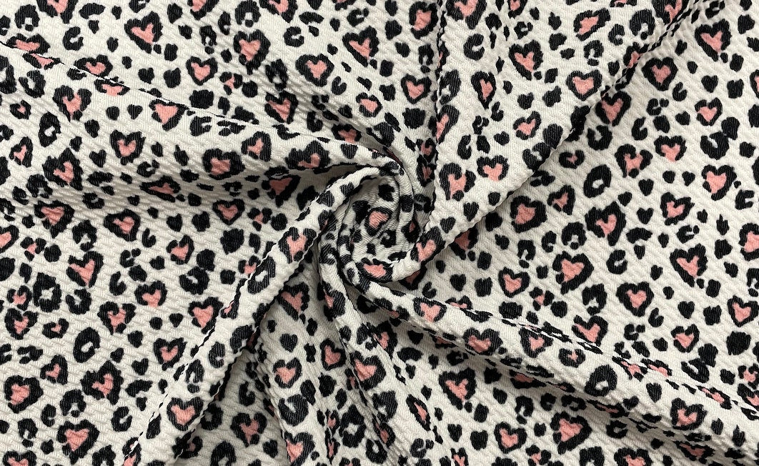 Pink Leopard Bullet Print #370 Ribbed Scuba Techno Double Knit 2-Way Stretch Poly Spandex Apparel Craft Fabric 58"-60" Wide BTY