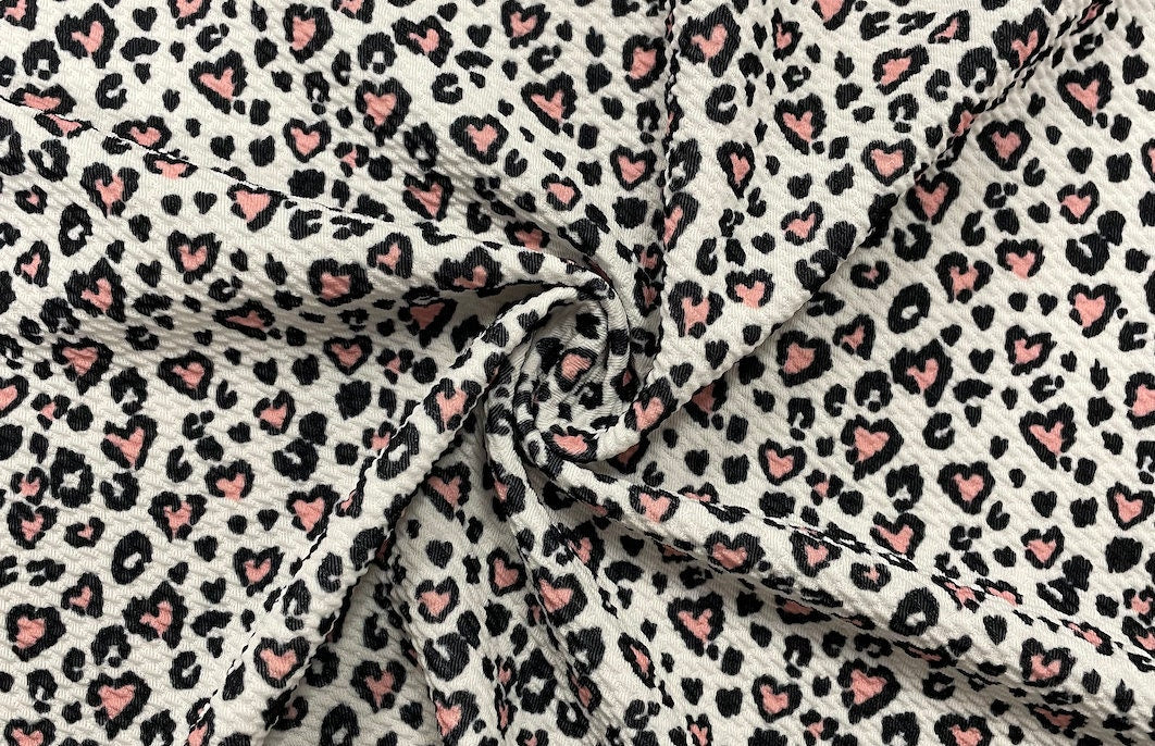 Pink Leopard Bullet Print #370 Ribbed Scuba Techno Double Knit 2-Way Stretch Poly Spandex Apparel Craft Fabric 58"-60" Wide BTY