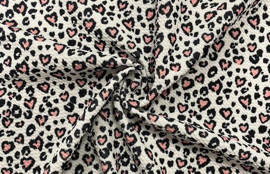 Pink Leopard Bullet Print #370 Ribbed Scuba Techno Double Knit 2-Way Stretch Poly Spandex Apparel Craft Fabric 58"-60" Wide BTY