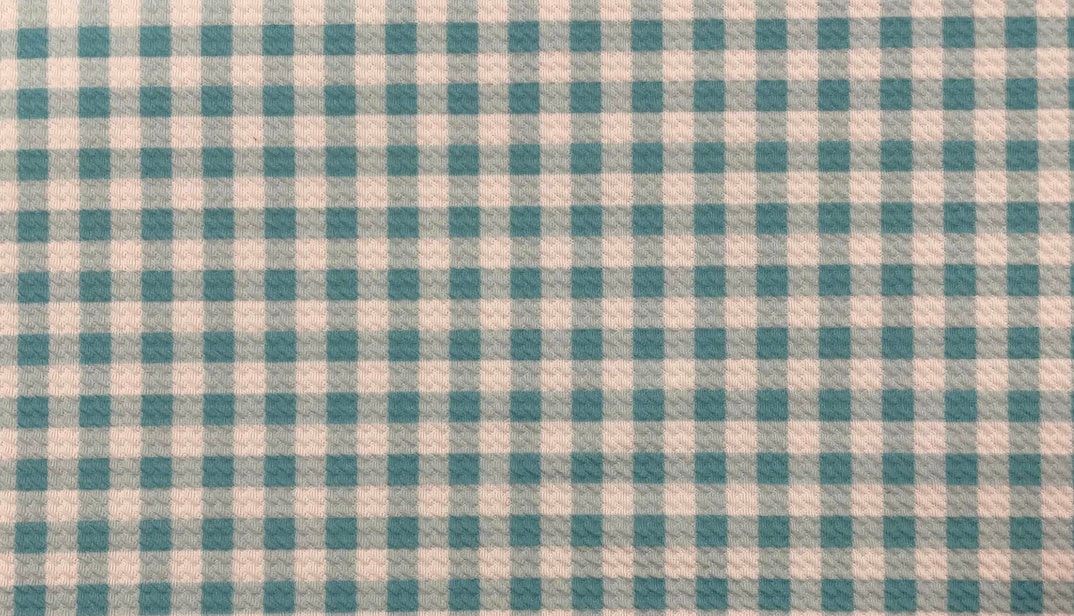 Pastel Blue Gingham Bullet Print #372 Ribbed Scuba Techno Double Knit 2-Way Stretch Poly Spandex Apparel Craft Fabric 58"-60" Wide BTY