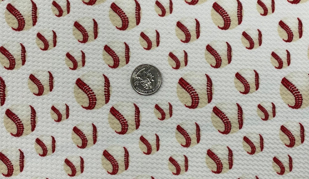 Baseball Bullet Print #374 Ribbed Scuba Techno Double Knit 2-Way Stretch Poly Spandex Apparel Craft Fabric 58"-60" Wide BTY