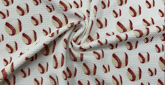 Baseball Bullet Print #374 Ribbed Scuba Techno Double Knit 2-Way Stretch Poly Spandex Apparel Craft Fabric 58"-60" Wide BTY