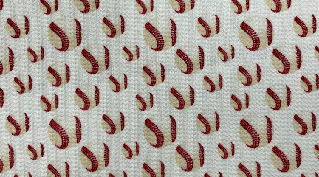 Baseball Bullet Print #374 Ribbed Scuba Techno Double Knit 2-Way Stretch Poly Spandex Apparel Craft Fabric 58"-60" Wide BTY