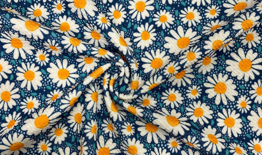 Daisy Floral Bullet Print #386 Ribbed Scuba Techno Double Knit 2-Way Stretch Poly Spandex Apparel Craft Fabric 58"-60" Wide BTY