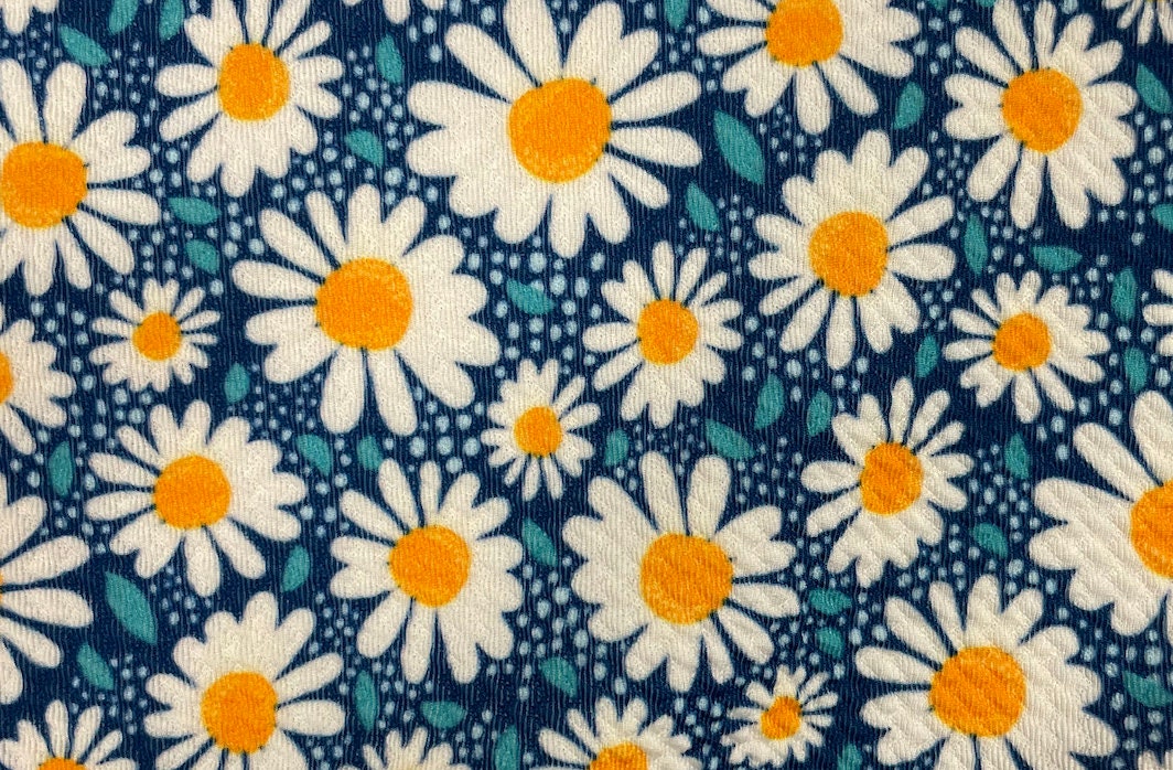 Daisy Floral Bullet Print #386 Ribbed Scuba Techno Double Knit 2-Way Stretch Poly Spandex Apparel Craft Fabric 58"-60" Wide BTY