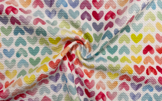 Hearts Multi-Color Bullet Print #387 Ribbed Scuba Techno Double Knit 2-Way Stretch Poly Spandex Apparel Craft Fabric 58"-60" Wide BTY