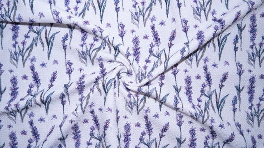 Lavender Bullet Print #328 Ribbed Scuba Techno Double Knit 2-Way Stretch Polyester Spandex Apparel Craft Fabric 58"-60" Wide BTY
