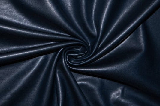 Navy Matte Pleather Faux Leather Stretch Vinyl Polyester Spandex 190 GSM Apparel Craft Fabric 58"-60" Wide By The Yar