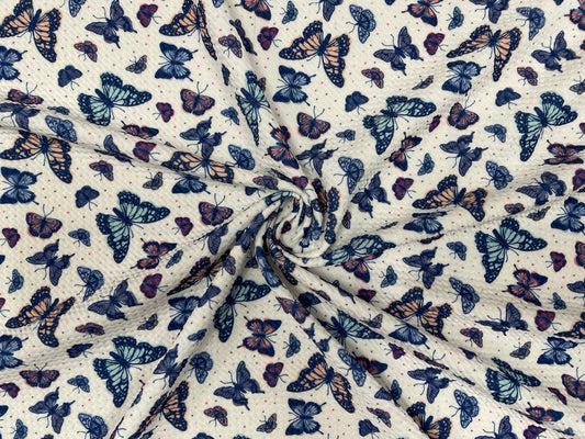 Butterfly Bullet Print #399 Ribbed Scuba Techno Double Knit 2-Way Stretch Poly Spandex Apparel Craft Fabric 58"-60" Wide BTY