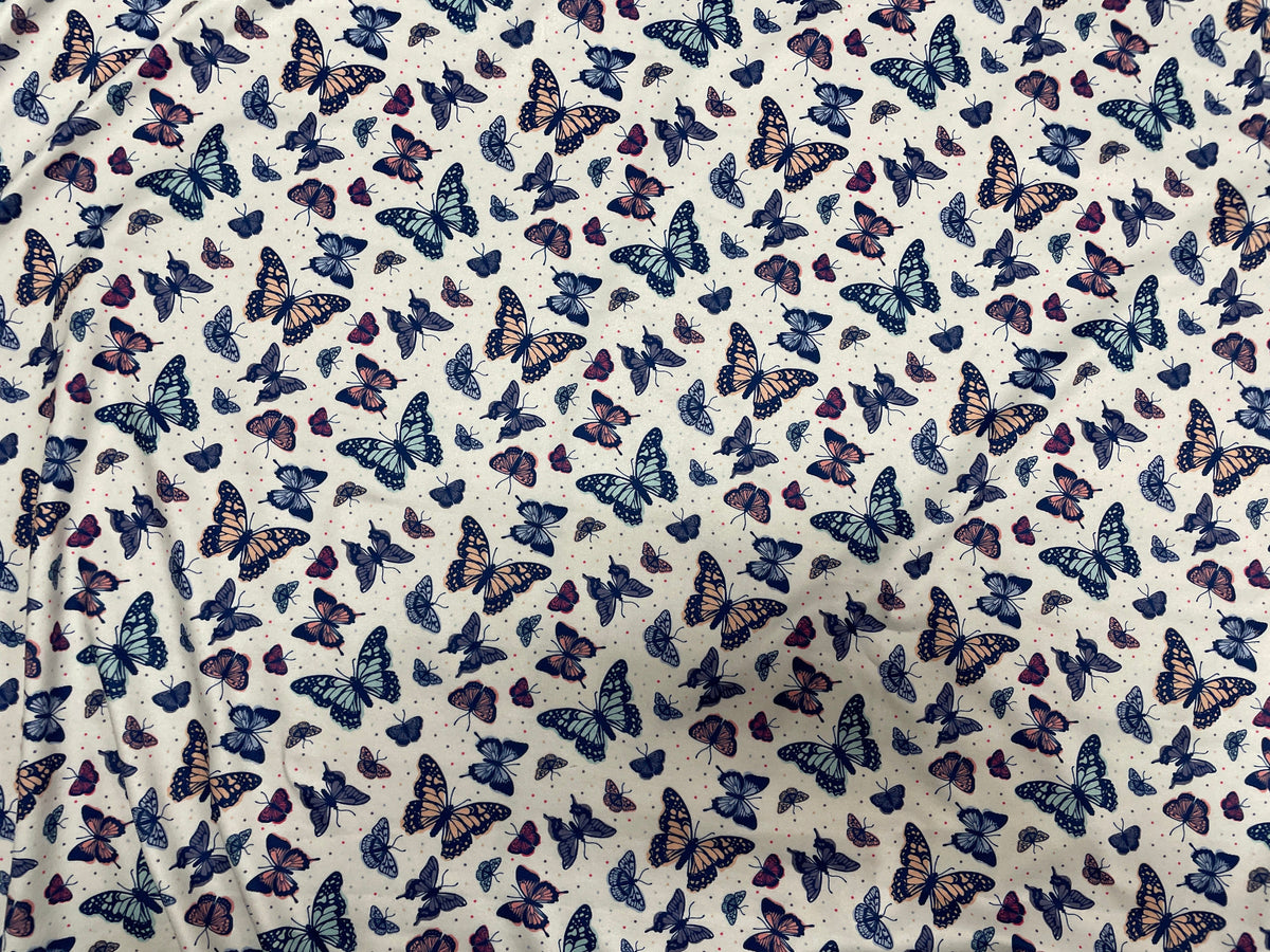 Butterfly DBP Print #229 Double Brushed Polyester Spandex Apparel Stretch Fabric 190 GSM 58"-60" Wide By The Yard