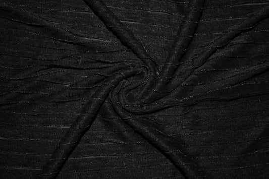 Black 1/2" Ruffle Knit Metallic Polyester Spandex Stretch Apparel Craft Fabric Skirt Dress 52"-54" Wide By The Yard