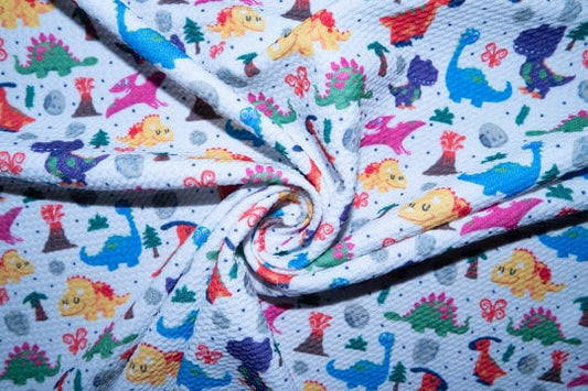 Dinosaur Bullet Print #27 Ribbed Scuba Techno Double Knit 2-Way Stretch Polyester Spandex Apparel Craft Fabric 58"-60" Wide BTY