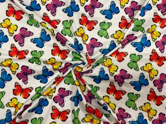 Butterfly DBP Print #225 Double Brushed Polyester Spandex Apparel Stretch Fabric 190 GSM 58"-60" Wide By The Yard