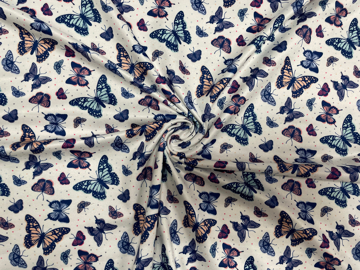 Butterfly DBP Print #229 Double Brushed Polyester Spandex Apparel Stretch Fabric 190 GSM 58"-60" Wide By The Yard
