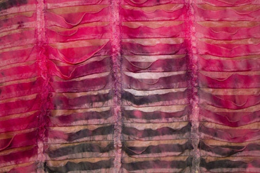 Pink Tie Dye 1" Sequin Ruffle Knit Polyester Spandex Stretch Apparel Craft Fabric Skirt Dress 52"-54" Wide By The Yard