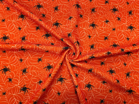 Spider Cobweb Halloween Bullet Print #472 Ribbed Scuba Techno Double Knit 2-Way Stretch Poly Spandex Apparel Craft Fabric 58"-60" Wide BTY