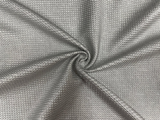 Matte Silver Pleather #208 Bullet Ribbed Scuba Techno Double Knit 2-Way Stretch Poly Spandex Apparel Craft Fabric 58"-60" Wide By The Yard