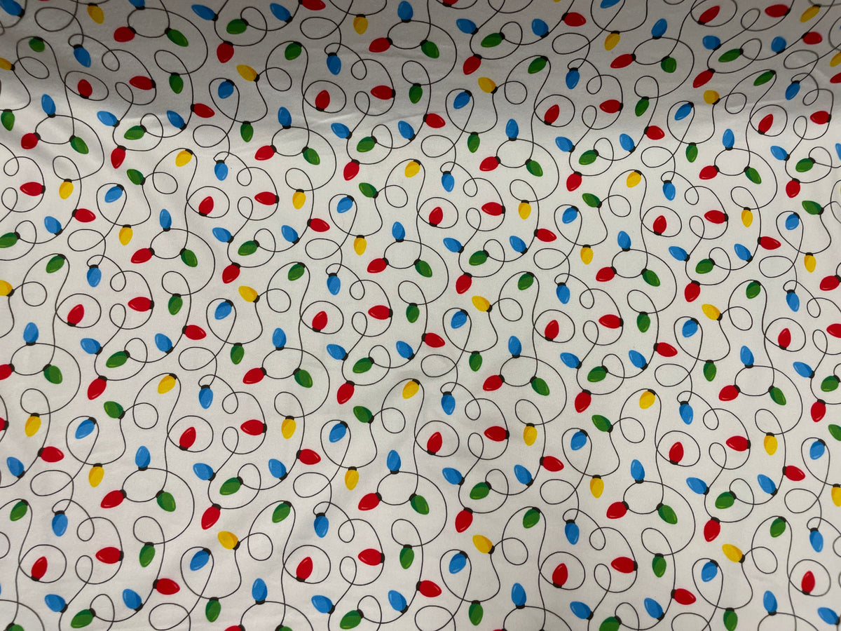 Christmas Xmas Lights DBP Print #255 Double Brushed Polyester Spandex Apparel Stretch Fabric 190 GSM 58"-60" Wide By The Yard