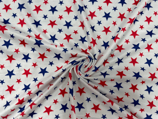 American Patriotic Stars DBP Print #256 Double Brushed Polyester Spandex Apparel Stretch Fabric 190 GSM 58"-60" Wide By The Yard