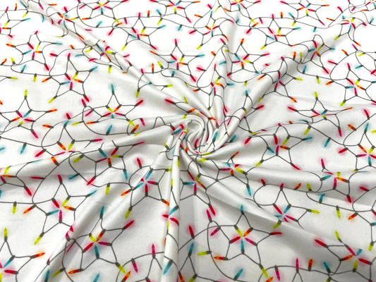 Christmas Lights Xmas DBP Print #278 Double Brushed Polyester Spandex Apparel Stretch Fabric 190 GSM 58"-60" Wide By The Yard