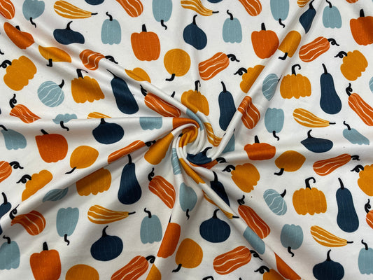 Pumpkin Squash DBP Print #284 Double Brushed Polyester Spandex Apparel Stretch Fabric 190 GSM 58"-60" Wide By The Yard