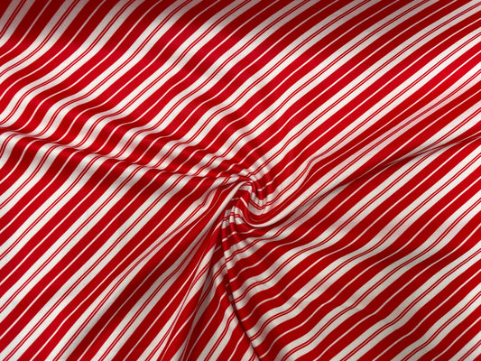 Candy Cane Stripe DBP Print #285 Double Brushed Polyester Spandex Apparel Stretch Fabric 190 GSM 58"-60" Wide By The Yard