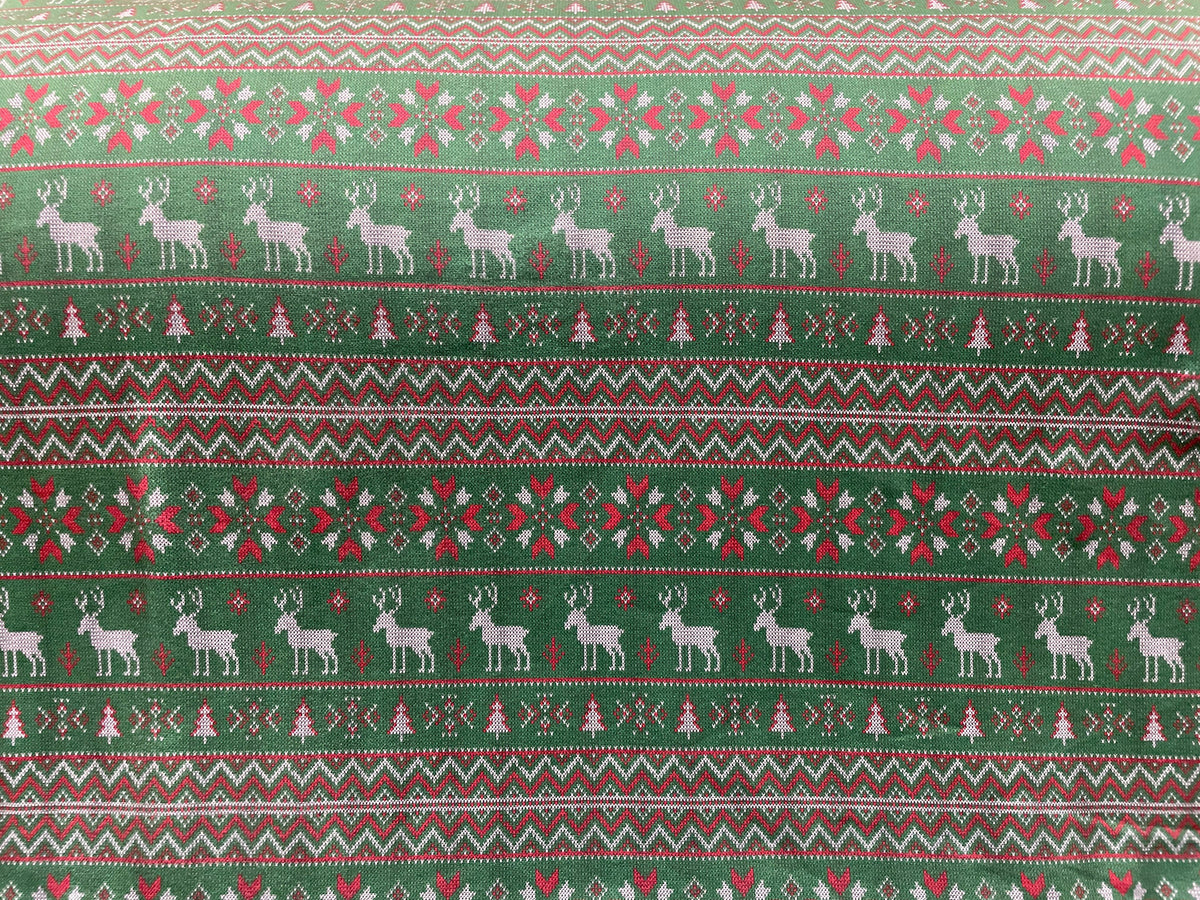 Ugly Christmas Sweater Reindeer DBP Print #286 Double Brushed Polyester Spandex Apparel Stretch Fabric 190 GSM 58"-60" Wide By The Yard