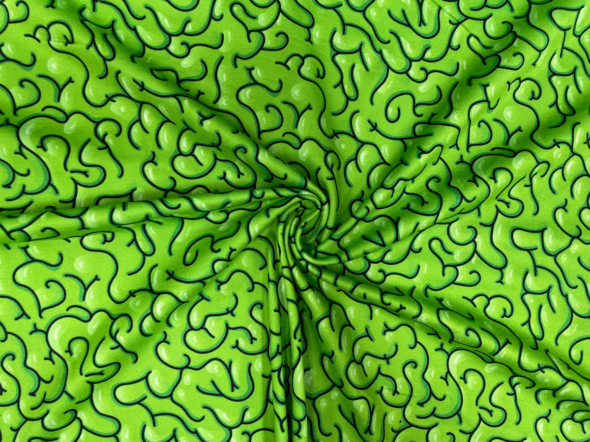 Zombie Brains DBP Print #292 Double Brushed Polyester Spandex Apparel Stretch Fabric 190 GSM 58"-60" Wide By The Yard