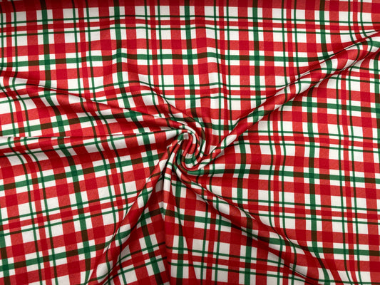 Christmas Plaid DBP Print #294 Double Brushed Polyester Spandex Apparel Stretch Fabric 190 GSM 58"-60" Wide By The Yard