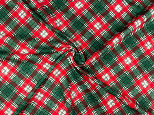 Christmas Plaid Xmas DBP Print #320 Double Brushed Polyester Spandex Apparel Stretch Fabric 190 GSM 58"-60" Wide By The Yard