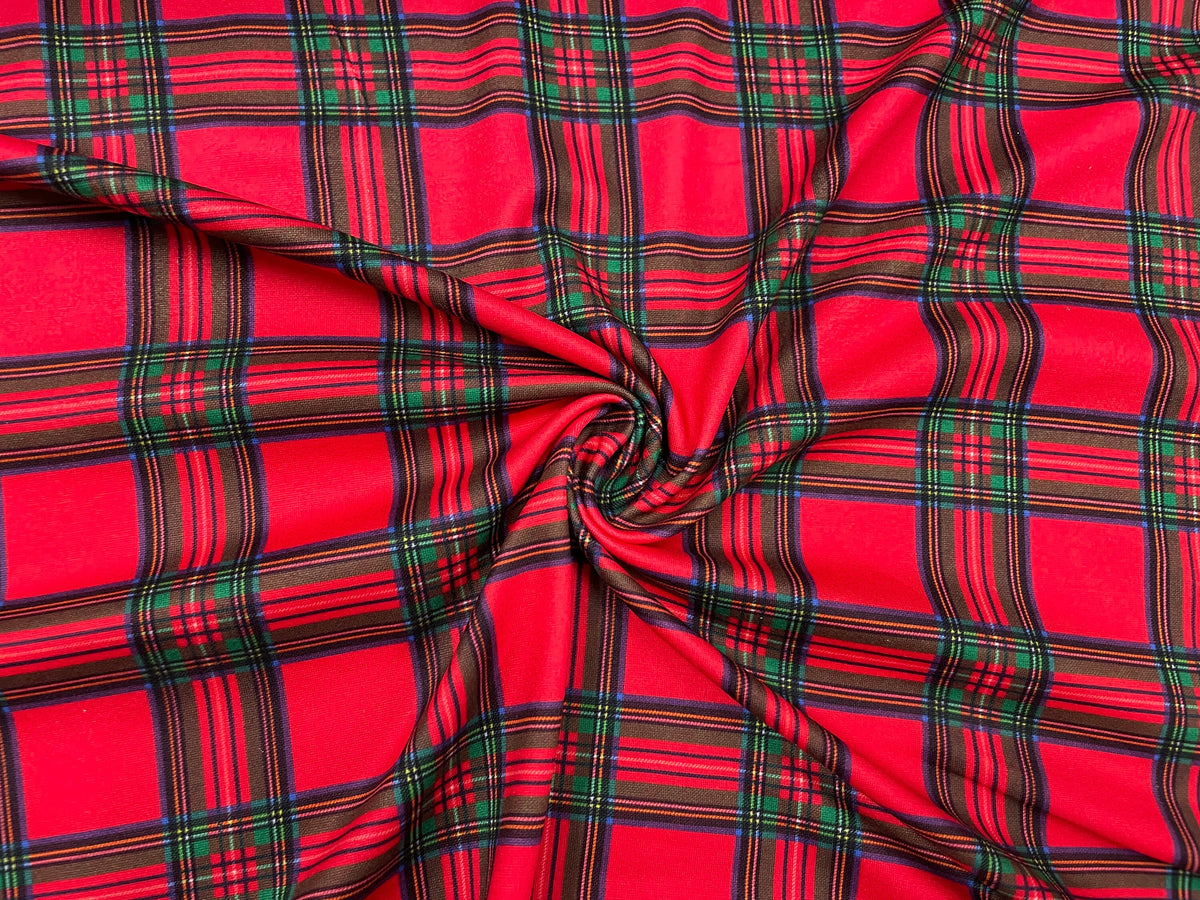 Christmas Tartan Plaid DBP Print #324 Double Brushed Polyester Spandex Apparel Stretch Fabric 190 GSM 58"-60" Wide By The Yard