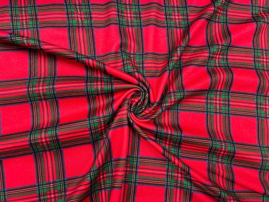 Christmas Tartan Plaid DBP Print #324 Double Brushed Polyester Spandex Apparel Stretch Fabric 190 GSM 58"-60" Wide By The Yard