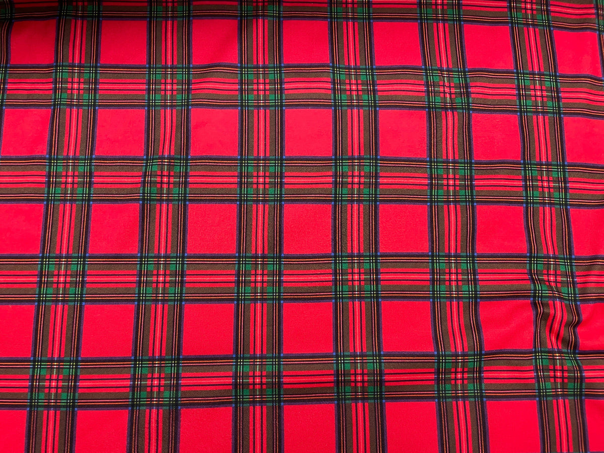 Christmas Tartan Plaid DBP Print #324 Double Brushed Polyester Spandex Apparel Stretch Fabric 190 GSM 58"-60" Wide By The Yard