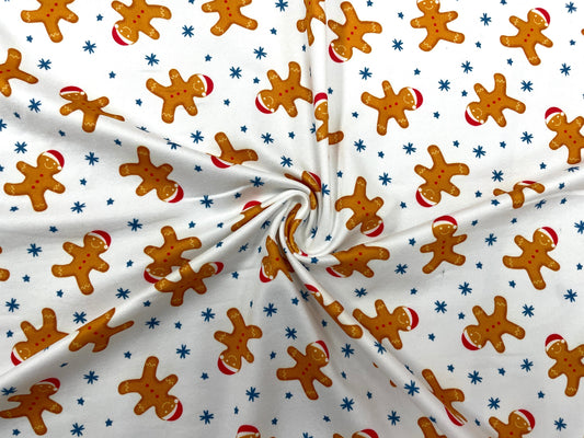 Gingerbread Man DBP Print #331 Double Brushed Polyester Spandex Apparel Stretch Fabric 190 GSM 58"-60" Wide By The Yard