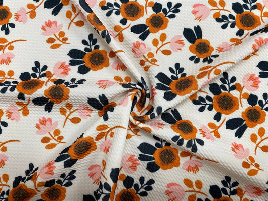Fall Floral Bullet Print #426 Ribbed Scuba Techno Double Knit 2-Way Stretch Poly Spandex Apparel Craft Fabric 58"-60" Wide BTY