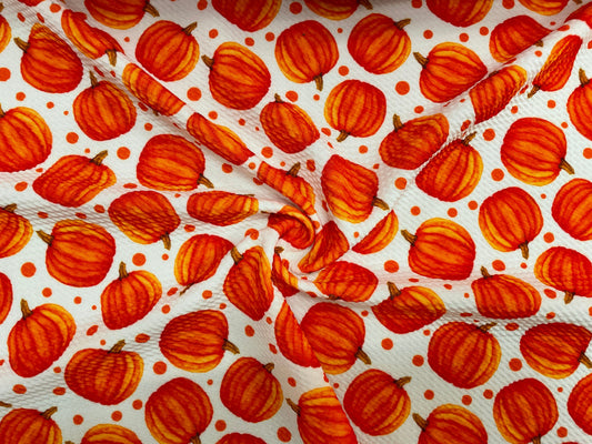 Pumpkin Dot Bullet Print #428 Ribbed Scuba Techno Double Knit 2-Way Stretch Poly Spandex Apparel Craft Fabric 58"-60" Wide BTY